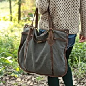 TD1 MESS Torba na ramię płótno-skóra naturalna, unisex